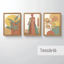 Ahsen resim çerçeve Çerçeveli 3'lü Tablo Set - Duvar Dekoru Soyut Tabloları - Tessaria