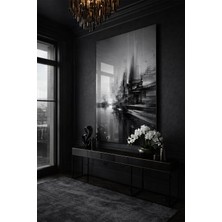 Ahsen resim çerçeve Kırılmaz Cam Tablo 5mm (Kalın) - Ev Işyeri Duvar Dekorasyonu – Soyut Siyah-Beyaz Tasarımlar (Dikey)