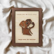 Ahsen resim çerçeve Ceviz Rengi Çerçeveli - Köpek Detaylı Kabartmalı - Lazer Yazılı - Ahşap Görünümlü Tablo (Dost)