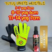 Degaj Çocuk Kaleci Eldiveni Bilek Bandajlı Kaleci Tutuş Eldiveni Spreyi 5-6-7 cm Avuç Içi