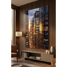 Ahsen resim çerçeve Kırılmaz Cam Tablo 5mm (Kalın) - Ev Işyeri Duvar Dekorasyonu - Soyut Bina Tasarımlar (Dikey)