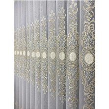 Farbateks Ottoman Altın Gold Kort Nakılşlı Salon 2kat Pileli Tül Perde