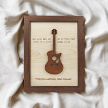 Ahsen resim çerçeve Ceviz Rengi Çerçeveli - Gitar Detaylı Kabartmalı - Lazer Yazılı - Ahşap Görünümlü Tablo (Majör)
