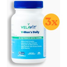 Velavit V- Men's Daily - Erkekler Için Multivitamin - 30 Tablet - 3 Adet (90 Tablet)