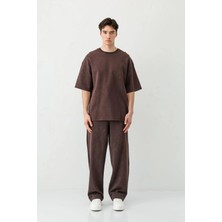 Vamos Baggy Fit Yıkamalı Eşofman Alt Kahve
