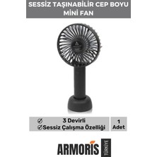 Armoris Yeni Nesil USB Şarjlı 3 Kademeli Sessiz Taşınabilir Mini Fan Pervaneli Soğutucu Küçük Vantilatör