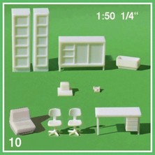 Schulcz 554005 1/50 Ölçek, Çalışma Odası Mobilyaları-Beyaz- 9 Par