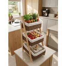 Ahşap Çok Amaçlı Sebzelik Meyvelik Standı Krem - Z33