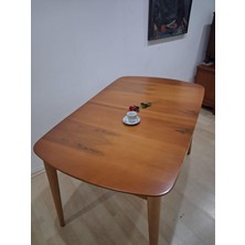 Bengi Ankara Mobilya Masa Oval 90642 Retro Ayak Model Kayın Retro Açılır Parlak Açık Ceviz Tabla El Yapım