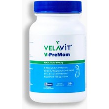 Velavit V- Premom - Hamilelik ve Doğum Öncesi Multivitamin Takviye - 30 Tablet ( Skt: Eylül 2026)