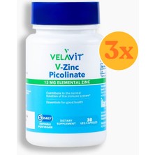 Velavit V- Zinc Picolinate - Çinko Içeren - 30 Kapsül - 3 Adet (90 Kapsül) - Dezenfektan Hediyeli (%72 Alkol)