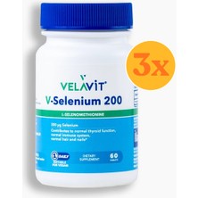 Velavit V- Selenium 200 - Selenyum Içeren - 60 Tablet - 3 Adet (180 Tablet) - Dezenfektan Hediyeli (%72 Alkol)