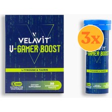Velavit V- Gamer Boost - Oyuncu Vitamini - 20 Efervesan Tablet - 3 Adet (60 Tablet)