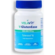 Velavit V- Glutenease - Sindirim Enzimi Desteği - 60 Kapsül - Dezenfektan Hediyeli (%72 Alkol)