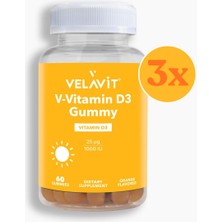 Velavit V- Vitamin D3 - Günlük D Vitamini Desteği - 60 Adet - 3 Adet (180 Adet)