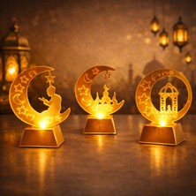Allians Ramazan Temalı LED Masa Lambası Seti, Ay Yıldız Figürlü, Pilli, Dekoratif