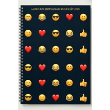 Black-One Özel Tasarım Modern Duygular Koleksiyonu Temalı A5 Metal Spiralli Çizgisiz Kalın Bristol Kapak