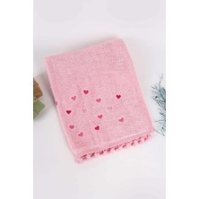 Çeyiz Merkezi Ponponlu Kalpli El Yüz Havlusu 50X90