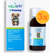 Velavit V- Yummy - Çocuklar Için Vitamin Desteği Şurup - 150 ml - 3 Adet (450 Ml)