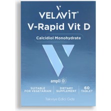 Velavit V-Rapid Vit D - Yüksek Biyoyararlanımlı Patentli D3 Vitamini - 60 Tablet - Dezenfektan Hediyeli (%72 Alkol)