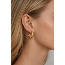 Xuping Jewelry Kadın Gold Renk Burgu Dokulu Ikonik Twist Halka Bijuteri Küpe