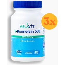 Velavit V- Bromelain 500 - Bromelain (Ananas Özü) Takviyesi - 30 Tablet - 3 Adet (90 Tablet)