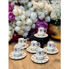 Mien Elegant 90 ml Porselen Türk Kahvesi Fincanı Takımı 6 Kişilik – Desenli Kahve Fincan Seti