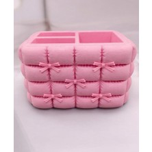 Baalaa 3D Baskı-Kapitone Fiyonklu Estetik Makyaj Organizeri–fırça & Kozmetik Düzenleyici