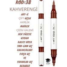 Art-X Çift Uçlu Akrilik Marker Çizim Kalemi Her Yüzeye Uygun Kalıcı Mürekkep 1-6 mm Uç Kalınlıkları