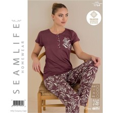 Royam Seamlife Kadın Lüx Extra Yumuşak %100 Pamuk Viskon Kısa Kollu Pijama Takımı