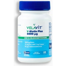 Velavit V- Biotin Plus 5000 Μg - Biotin, Selenyum, Çinko ve Bakır Içeren Takviye Edici Gıda - 60 Tablet