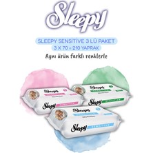 Sleepy Sensitive Islak Mendil 70’li x 3 Paket – Hassas Ciltler Için Alkolsüz, Ph Dengeli, Toplam 210 Yaprak