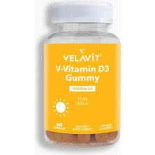 Velavit V- Vitamin D3 - Günlük D Vitamini Desteği - 60 Adet Çiğnenebilir Vitamin - Dezenfektan Hediyeli (%72 Alkol)