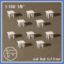 Schulcz 546070 1/100 Ölçek, -Kare Masa-Beyaz-10 Adet