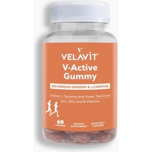 Velavit V- Active Gummy - Enerji Için Günlük Destek - 60 Adet Çiğnenebilir Vitamin - Dezenfektan Hediyeli (%72 Alkol)