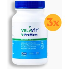 Velavit V- Premom - Hamilelik ve Doğum Öncesi Multivitamin - 30 Tablet - 3 Adet (90 Tablet)