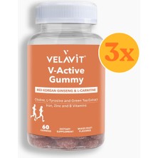 Velavit V- Active Gummy - Enerji Için Günlük Destek - 60 Adet - 3 Adet (180 Adet)