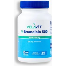 Velavit V- bromelain 500 - Bromelain (Ananas Özü) Takviyesi - 30 Tablet - Dezenfektan Hediyeli (%72 Alkol)