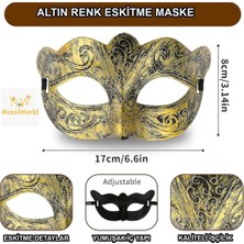 NW NessiWorld Altın Renk Eskitme Maskeli Balo Maskesi – Venedik Tarzı Parti Maskesi