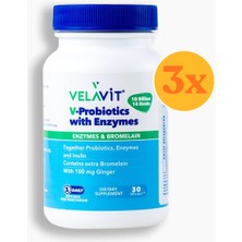 Velavit V- Probiotics With Enzymes - Enzimli Probiyotik - 30 Kapsül - 3 Adet (90 Kapsül)