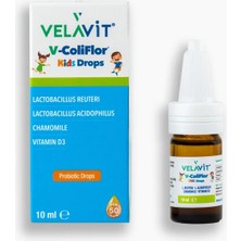 Velavit V- Coliflor Kids Drops - Çocuk Probiyotik Damla (800 Milyon Probiyotik) - 10 ml