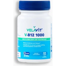 Velavit V- B12 1000 Vitamin - B-12 Vitamin- 60 Çiğnenebilir Tablet - Dezenfektan Hediyeli (%72 Alkol)