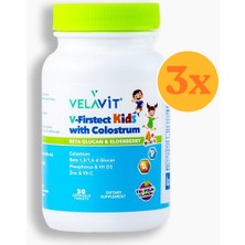 Velavit V- Firstect Kids With Colostrum - Çocuklar Için Bağışıklık Desteği - 30 Adet - 3 Adet (90 Adet) - Dezenfektan Hediyeli (%72 Alkol)