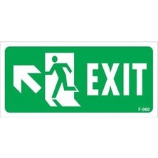 Aesco Exit Sol Yukarıı Uyarı Levhası 17,5X25 KOD:960