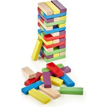Çılgıntrend 54 Parça Renkli Ahşap Denge Oyunu – Çocuklar ve Aileler Için Eğitici Blok Kule Oyunu