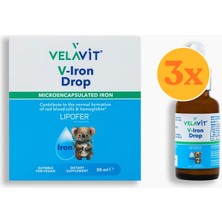 Velavit V- Iron Drop - Çocuklar Için Demir Damla - 30ML - 3 Adet (90 Ml)