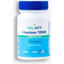 Velavit V- Lactase 12000 - Laktoz Sindirim Desteği - 30 Çiğnenebilir Tablet - Dezenfektan Hediyeli (%72 Alkol)