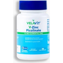 Velavit V- Zinc Picolinate - Çinko Içeren Takviye Edici Gıda - 30 Kapsül - Dezenfektan Hediyeli (%72 Alkol)