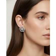 Xuping Jewelry Kadın Gümüş Renk Zirkon Taşlı Işıltılı Çiçek Figürlü Bijuteri Küpe