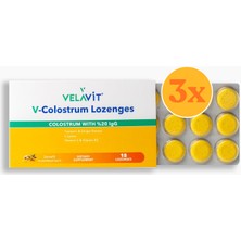 Velavit V- Colostrum Lozenges - Kolostrum içeren Pastil - 15 Adet - 3 Adet (Toplam 45 Adet) - Dezenfektan Hediyeli (%72 Alkol)